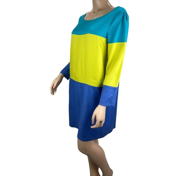 Maeve Anthropologie Colorblock Shift Dress Sz 10 Rayon Long Sleeve - Picture 4 of 10